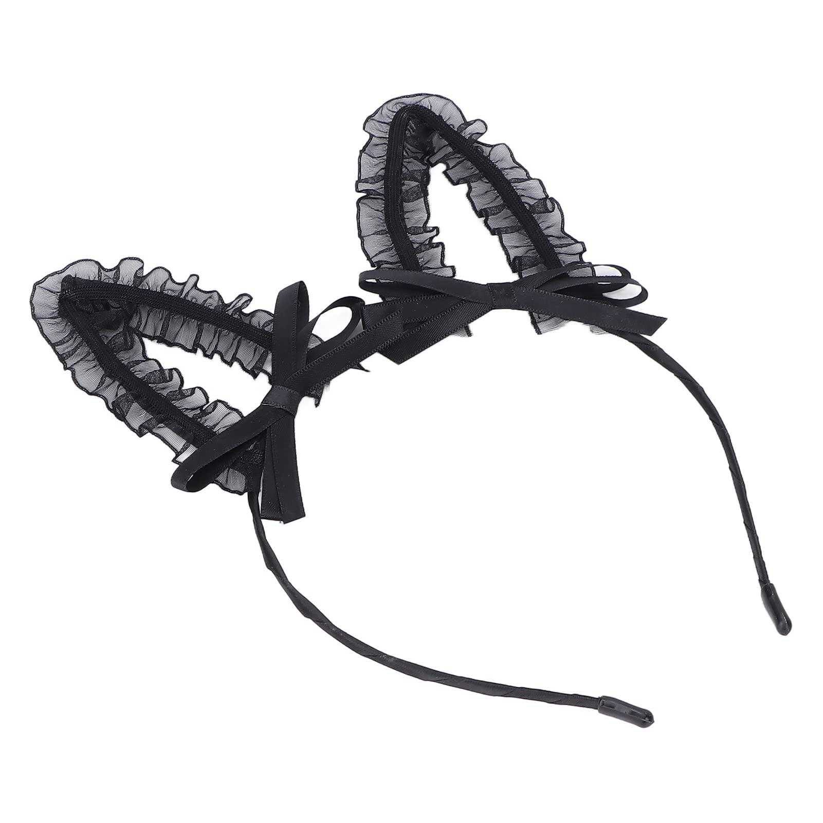 Yosoo Cat Ear Headband, Cosplay Headband Cat Ears Lace Ear Headband Women Girls Cute Bowknot Decoration Halloween Cosplay Party Hairband Trendy Headband