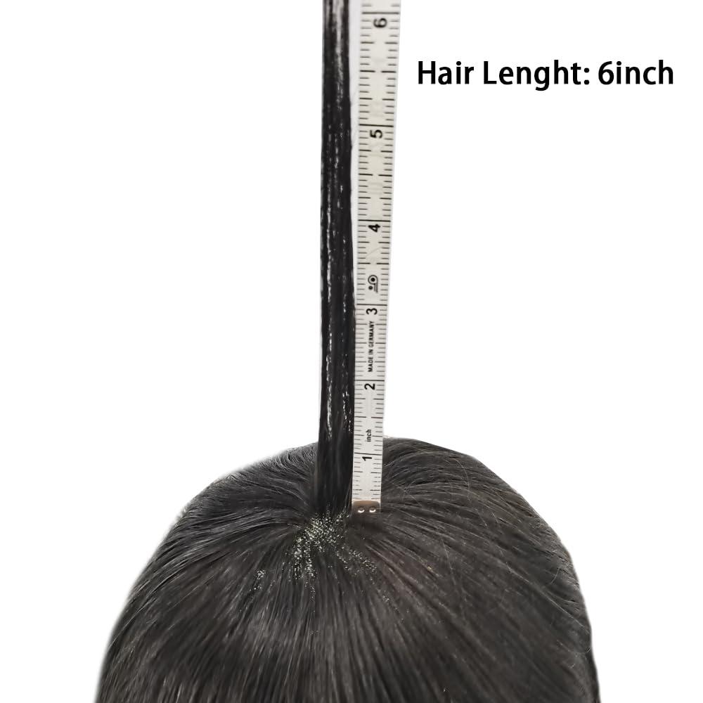 Brave Hair Generic Hair System for Men Toupee Human Hair Pieces French Lace Front Bleached Knot Toupee for Men Hair Replacement Systems Durable Fine Monofilament Men\'s Hairpiece 8X10 1B# OFF BLACK