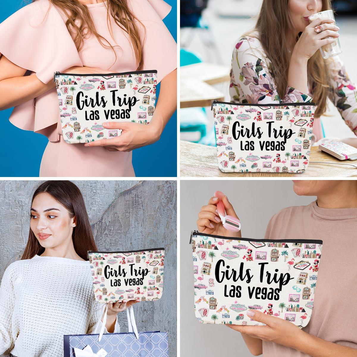 EIXU Las Vegas Lover Gifts Makeup Bag Cosmetic Bag Girls Trip Gifts Favors Girls Weekend Gifts Las Vegas Travel Souvenir Merch Birthday Friendship Gifts for Women Daughter Traveller Birthday Christmas