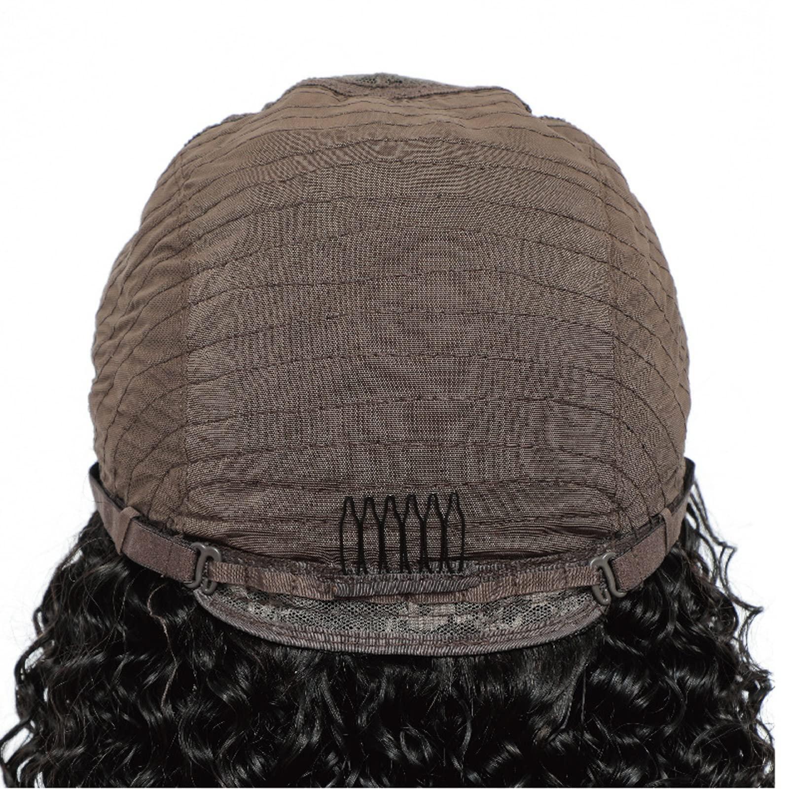 SUNESA Lace Wigs 10-30 Inch Real Hair Head Coverings 44,134 T-shaped Head Coverings, Small Curly Black Long Curly Hair, Girls Wavy Curly Hair Long Wavy Wigs ( Color : 4*4 , Size : 22 inches/55.9CM )
