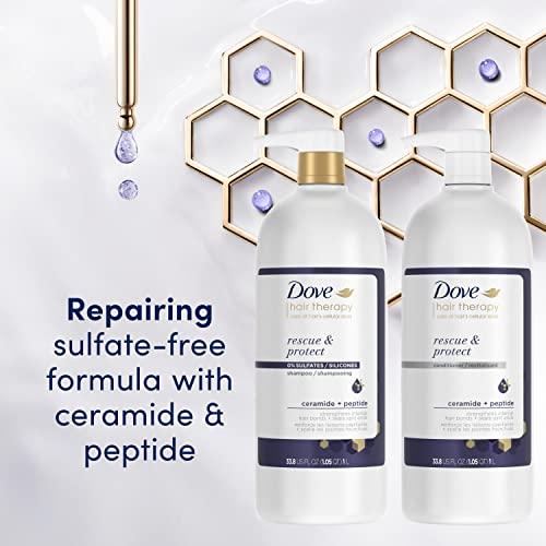 Dove Dove Hair Therapy Serum + Conditioner Rescue & Protect Hair Care For Split Ends and Damaged Hair Visibly Repairs Hair in 1 Minute 33.8 fl oz