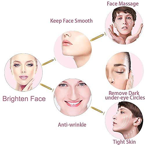 Amirce Amirce Face Massager Roller Golden 3D Roller Electric Facial Roller and T Shape Facial Roller Massager Kit Face Roller