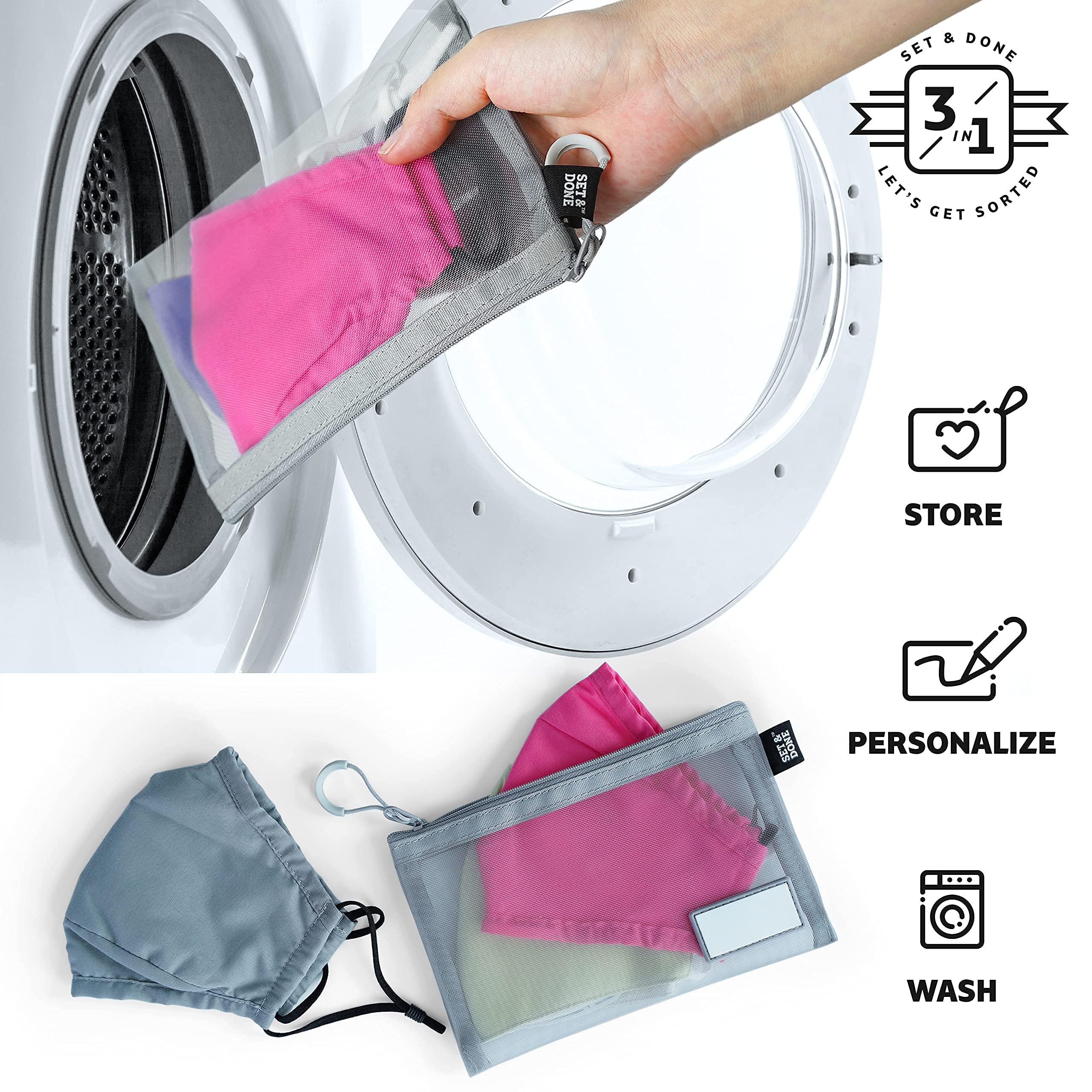 Set & Done Set & Done Mesh Cosmetic Pouches - Mesh Makeup Bags, Zipper Pouch for Office or Travel Accessories - Organizers for Small Items Makeup Lipstick, Toiletries (6 Pieces - Grey)