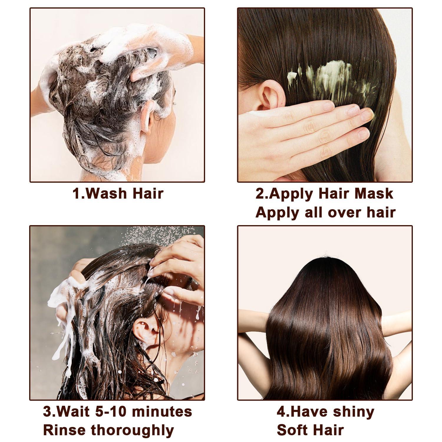 Gcliozhi Collagen Hair treatment for Damaged Hair - 500ml Hair Collagen Mask Keratin Hair Mask Protein & Coconut Oil Deep Repair Conditioning Argan Oil Treatment for Curly or Straight Thin Fine Hair (500ml)