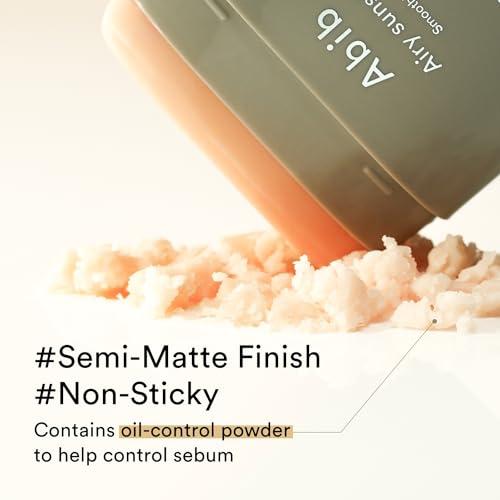 Abib Abib Airy Sunstick Smoothing Bar SPF50 | Non-Sticky Matte Finish Sun Protection for Face and Body, Long-lasting Korean Sun Stick