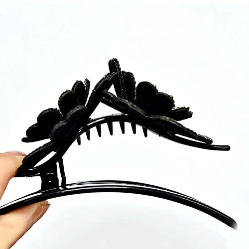Generic Rhinestone Flower Hair Clips Duckbill Clip Ponytail Holder Diamond Hair Barrettes for Women Girls Thin Thick Long Hair Accessories(G)