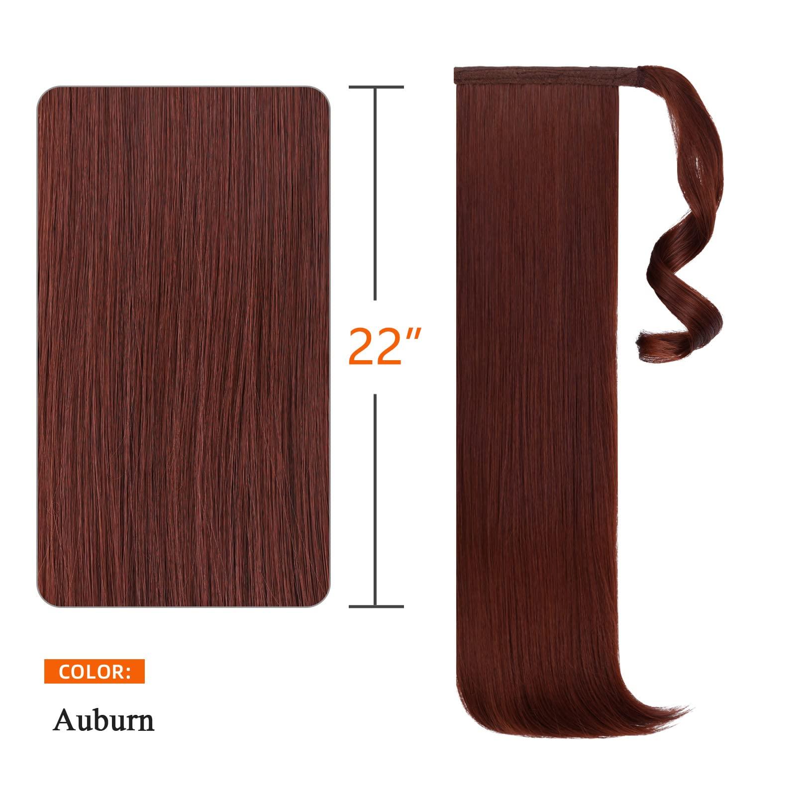 HSPCYGG HSPCYGG Fake Ponytail Auburn Clip Ponytails Straight 22\" 5.1 Oz Wrap Around Synthetic Women Hair Extensions Del Pelo Girl Hair Piece Wig Fluffy Soft&Not Tangled