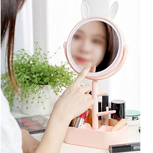LynsEt LynsEt Cosmetic Organizer Desktop Cosmetic Storage Box with Makeup Mirror Dressing Table Desktop Finishing Storage Box Necklace Storage Rack Makeup Organizers, Pink
