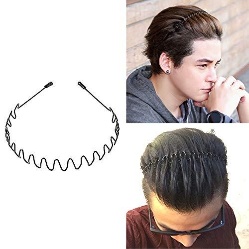 MansWill Mens Slicked Back Hair band, Outdoor Sports Fashion Pigtail HeadBand/Never Paint-shedding Metal Head Buckle Clip for Mens Long Hair, Braid and other Hair Styles - Big Wave