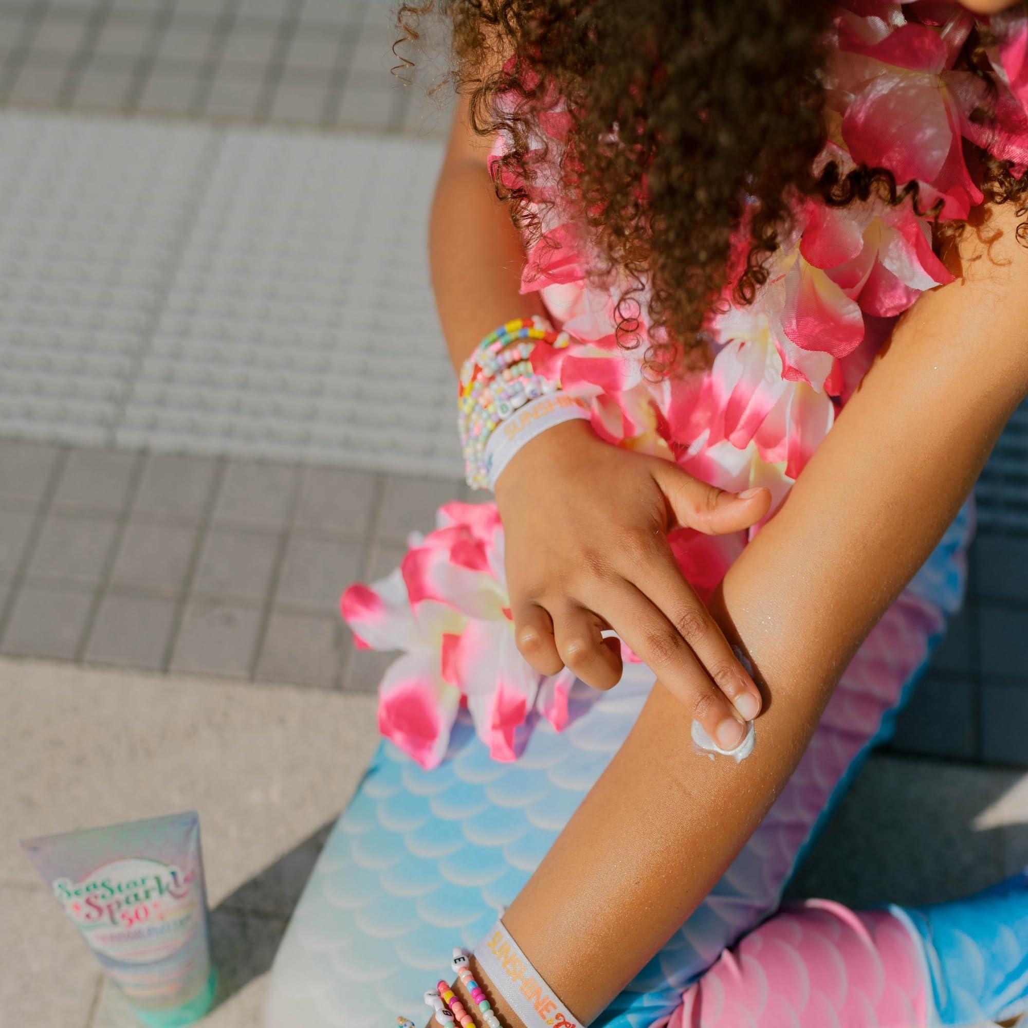 Sunshine & Glitter Seastar Sparkle - Cosmic Marshmallow Scented Glitter Sunscreen Lotion - SPF 50 - Biodegradable Sunscreen, Kids, Water Resistant, Glitter lotion, Cruelty Free, Kids Lotion, Made in USA, 3.4oz