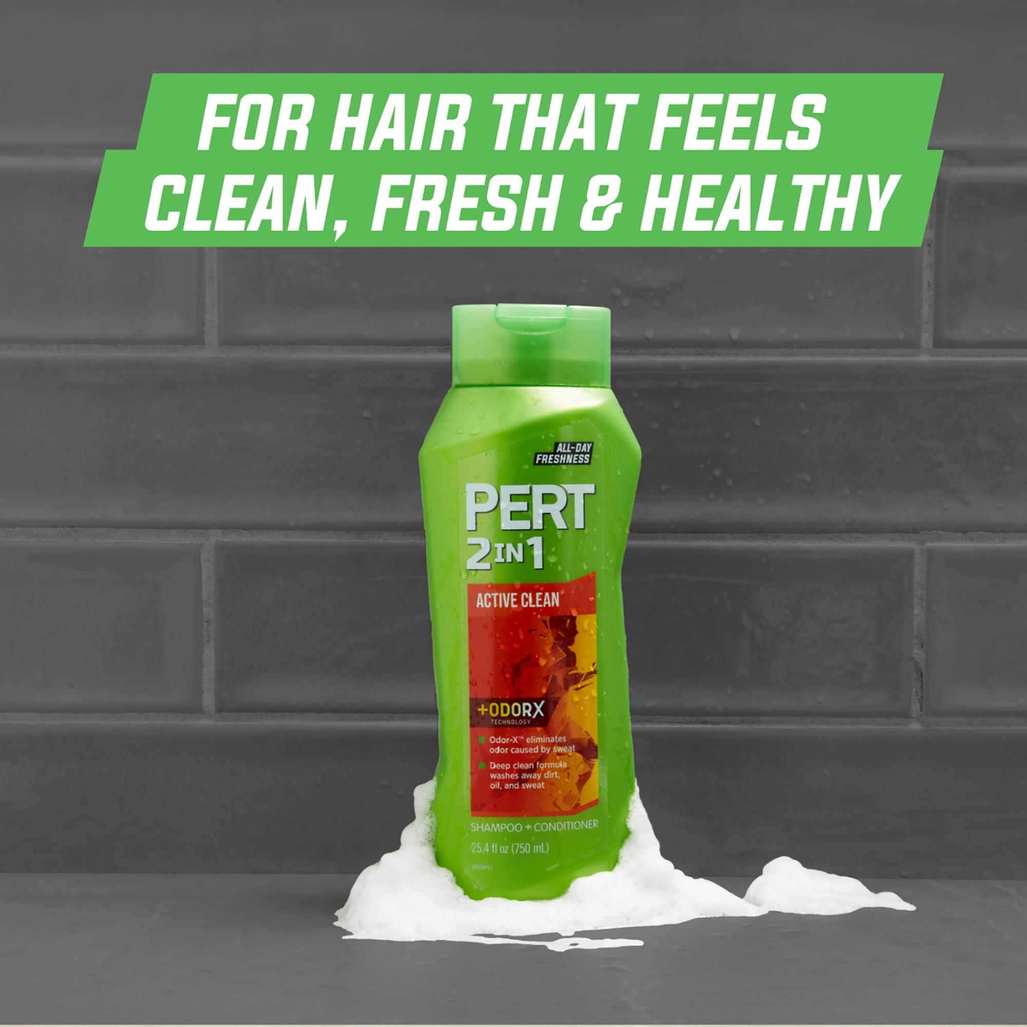 Pert Pert 2 in 1 Active Clean Shampoo and Conditioner - Deep Clean with Odor Elimination Technology - Leaves Hair Manageable and Fresh All Day - 25.4 oz