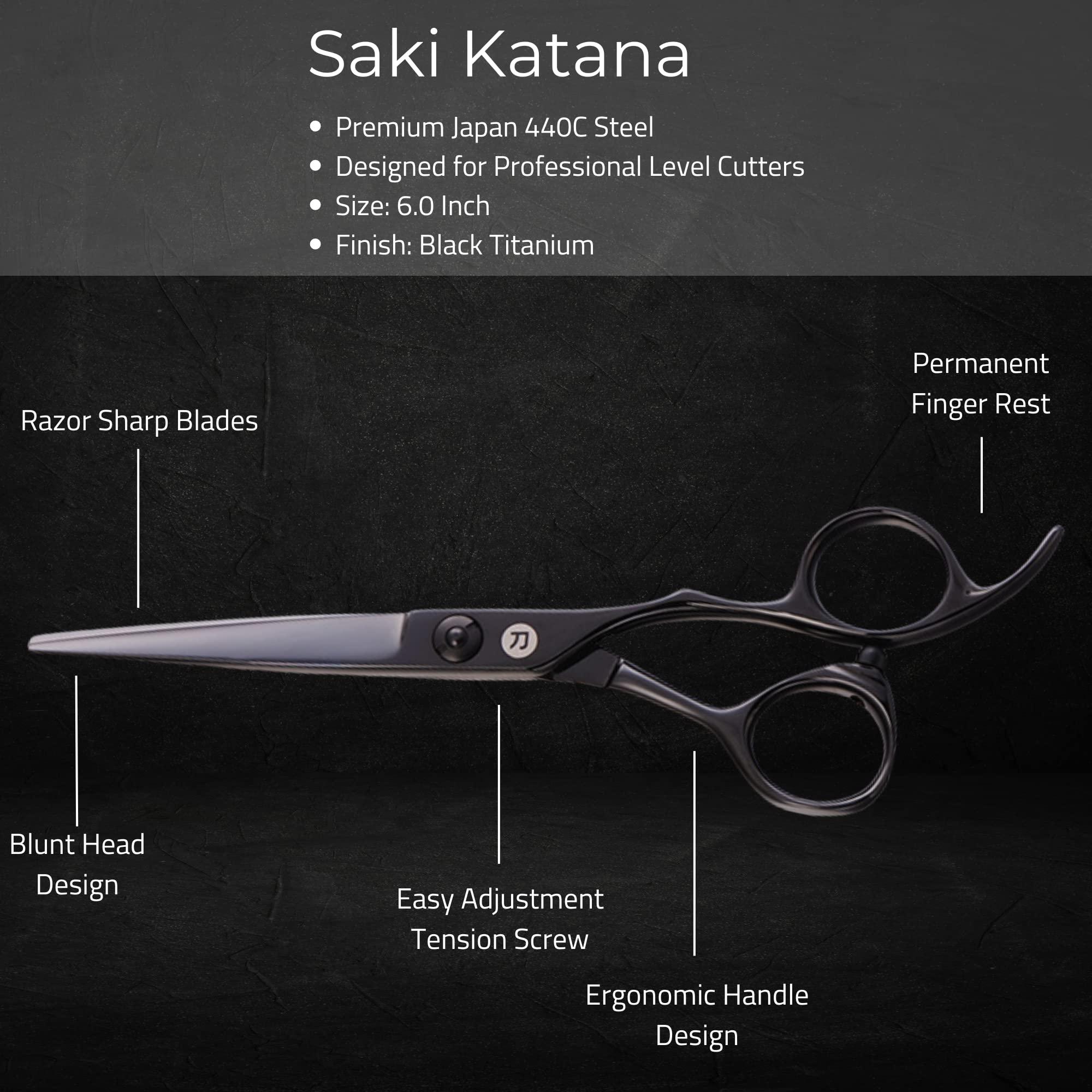 Saki Shears Saki Shears Katana Set of Professional Japanese Hair Shears with Black Finish - 6 Inches - Includes Cutting and Thinning Shears