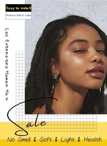 XIAULAU XIAULAU 8 Inch Loc Extensions Human Hair 20 Locs 0.8cm Thickness Human Hair Dreadlock Extensions Can Be Dyed Lock Extension Human Hair for Men/Women/Kids Natural Black