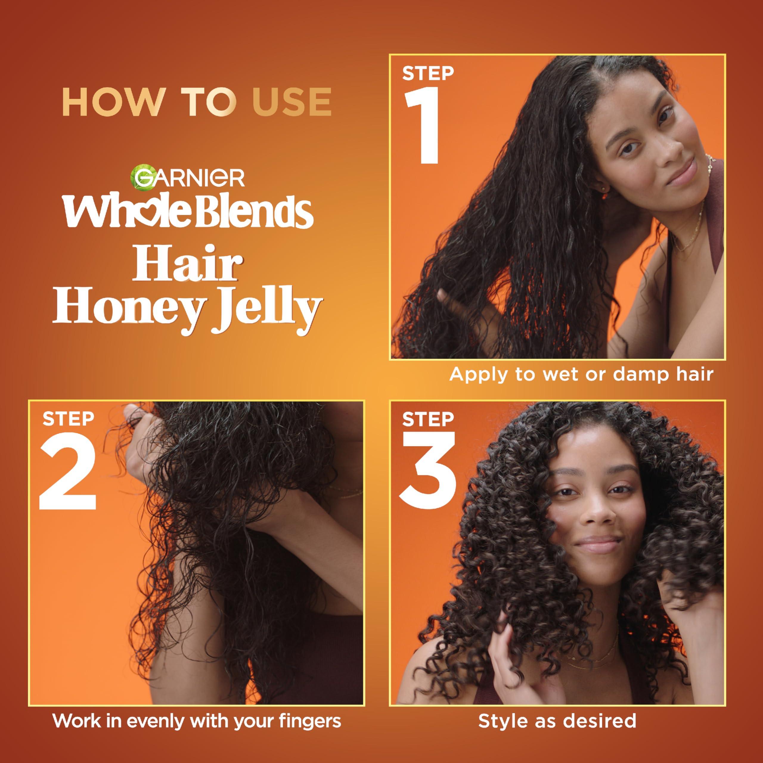 Garnier Garnier Whole Blends Honey Treasures Repairing Shampoo (22 Fl), Conditioner (22 Fl) + Defining Wavy & Curly Hair Jelly (13.5 Fl) (4 Items), Bundle