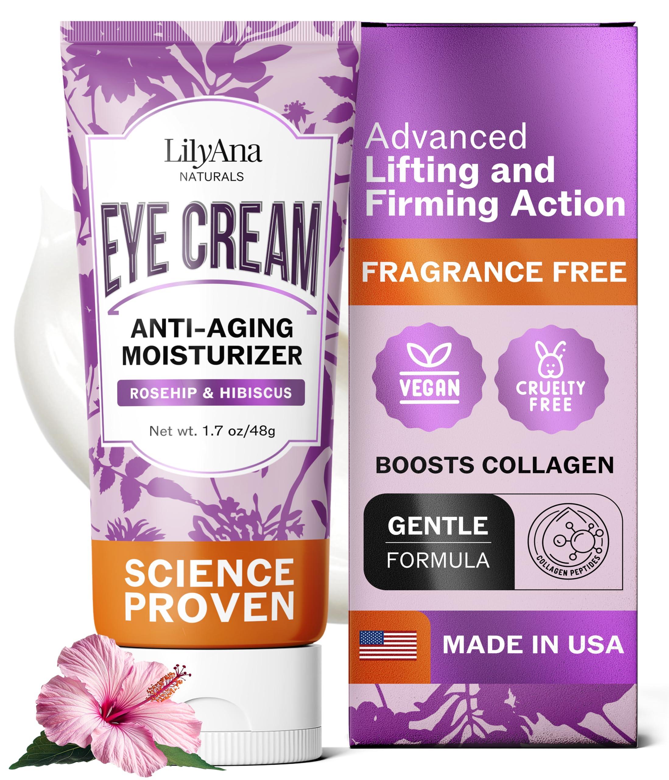LilyAna Naturals LilyAna Naturals Eye Cream - Eye Cream for Dark Circles and Puffiness, Under Eye Cream, Anti Aging Eye Cream Reduce Fine Lines and Wrinkles (1.7 Ounce, Rosehip and Hibiscus (Tube))