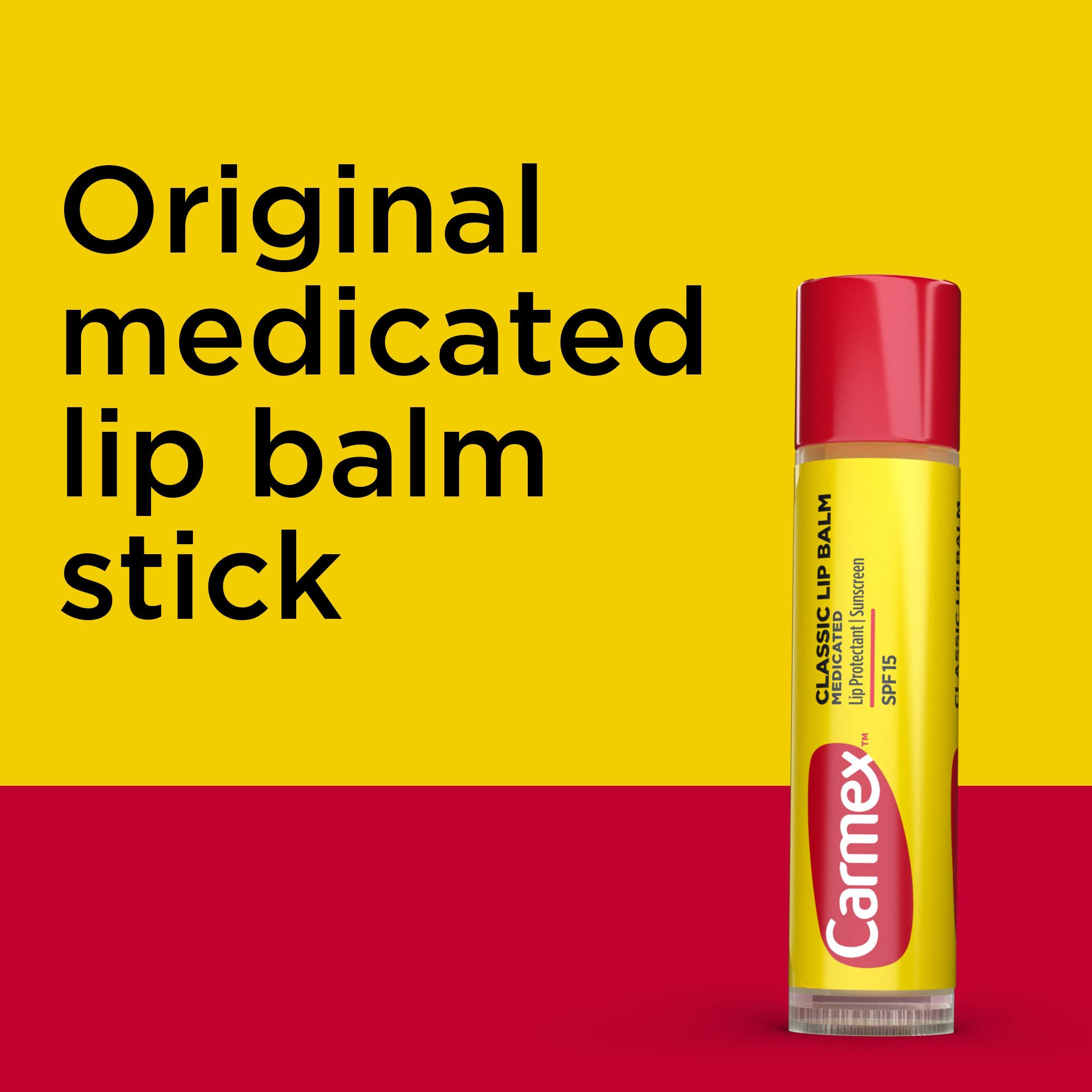 Carmex Carmex Classic Medicated Lip Balm Sticks, Lip Moisturizer for Chapped Lips, 18 Count (6 Packs of 3)