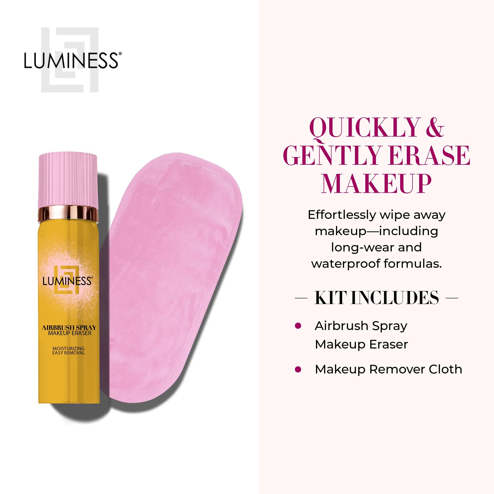 LUMINESS LUMINESS Airbrush Spray Makeup Eraser & Makeup Remover Cloth Set - Eye Makeup Remover Spray with Reusable & Eco-Friendly Makeup Washcloths for Face - Gentle Make Up Remover for Soft Skin