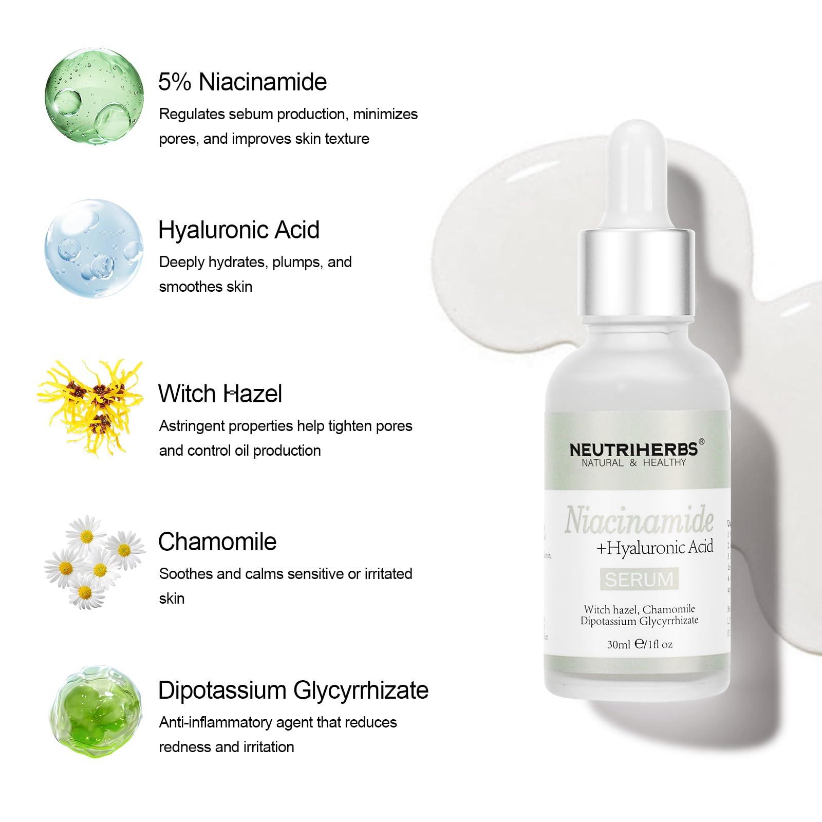 Neutriherbs Neutriherbs 4% Niacinamide Serum for Face the Ordinary + HA,Effectively Work to Control Excess Facial Oil, Minimize the Pores and Prevent Breakouts, Best Niacinamide Serum For Oily Skin