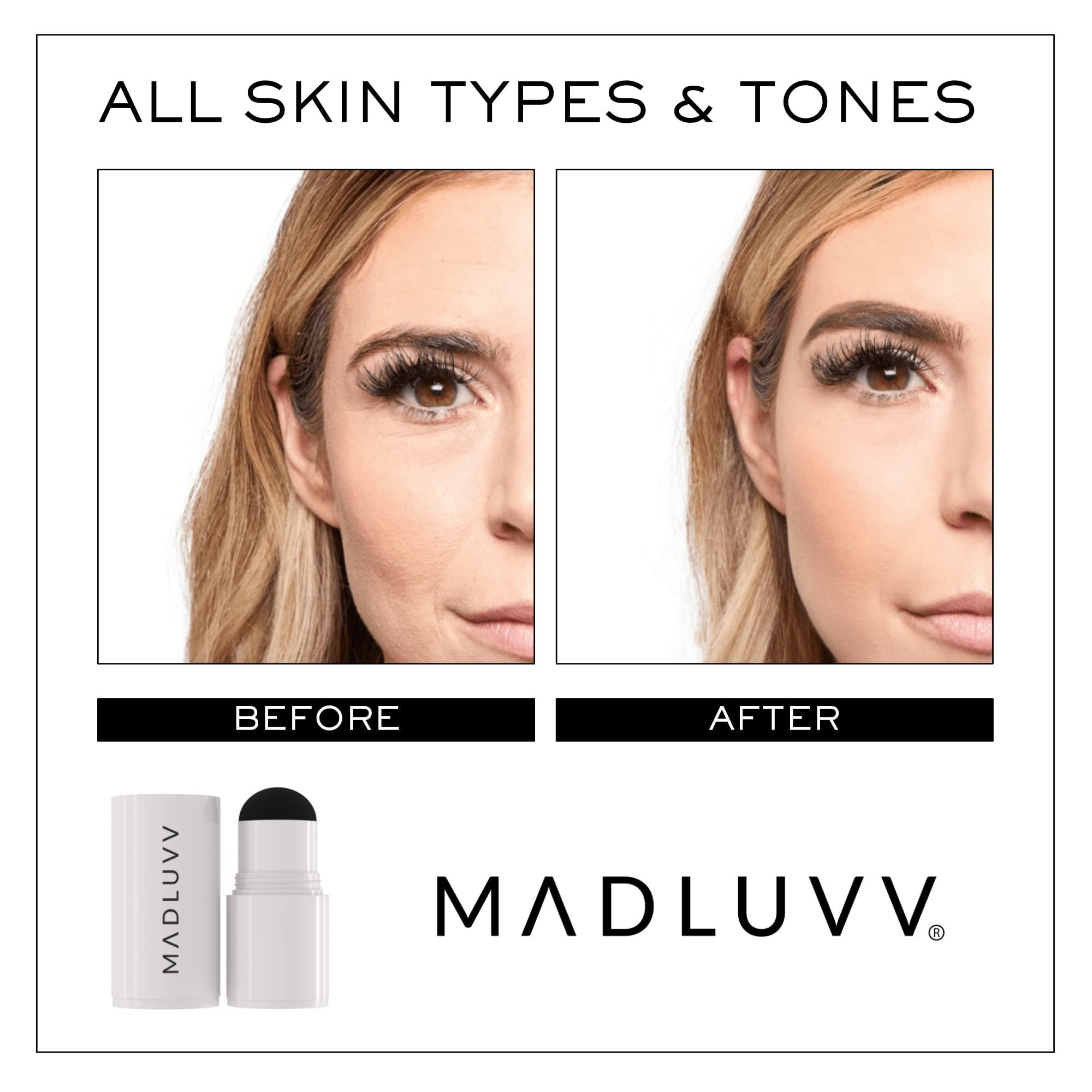MADLUVV MADLUVV Brow Stamp Refill* - Color Stamp for Brows & Root Touch Up for Women & Men, Instantly Conceal Hair Loss, Grey Hair, Thinning Hair with Stain-Proof/Smudge-Proof Powder Formula (Medium Brown)