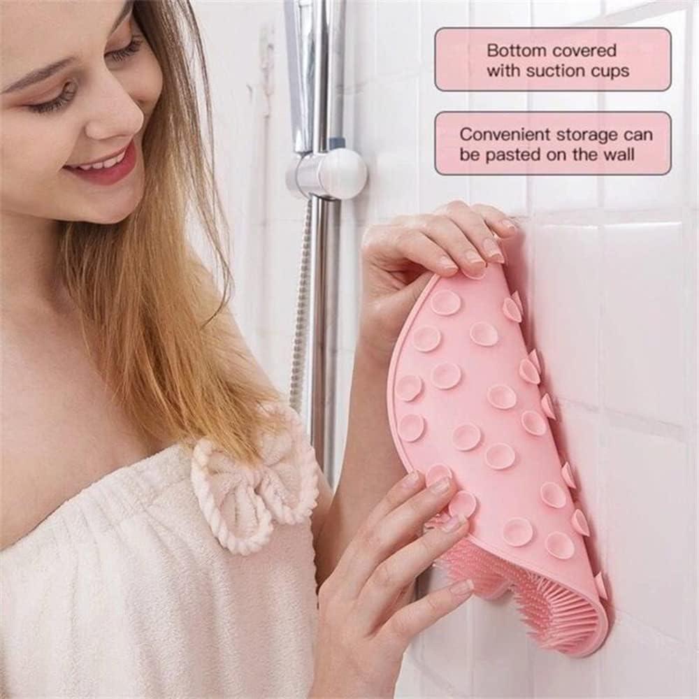 VIUXL Shower Foot & Back Scrubber, Massage Pad, Silicone Hands Free Back Scrubber for Shower, Wall-Mounted Back Scrubber, Foot Scrubber for Shower Floor, Cushion Brush with Suction Cups (Gray)