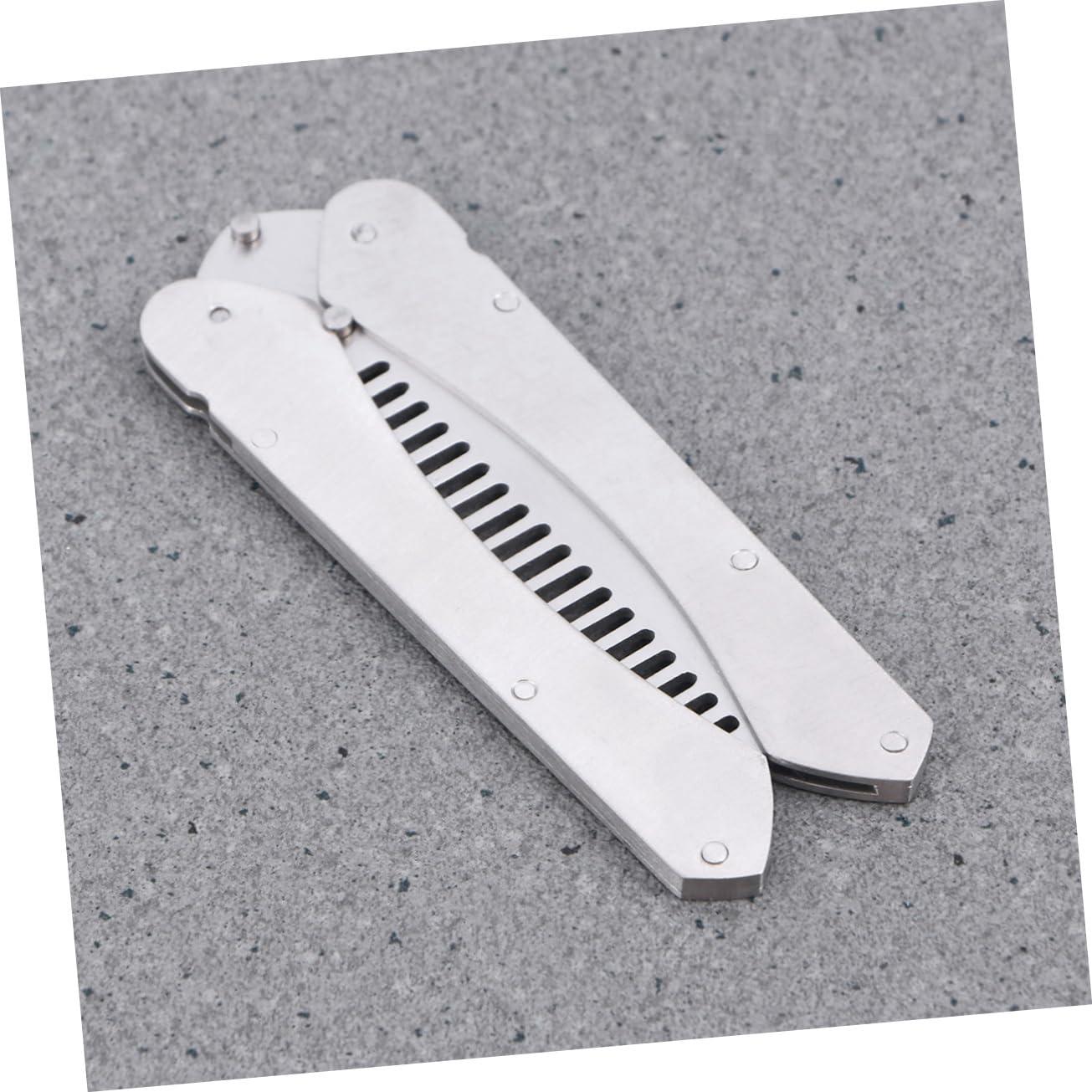 Hemoton Hemoton Men\'s Stainless Steel Mustache Styling Brush Hair Comb for Men Beard and Mustache Combs Set Anti-Static Portable Folding Tool for Home and Salons