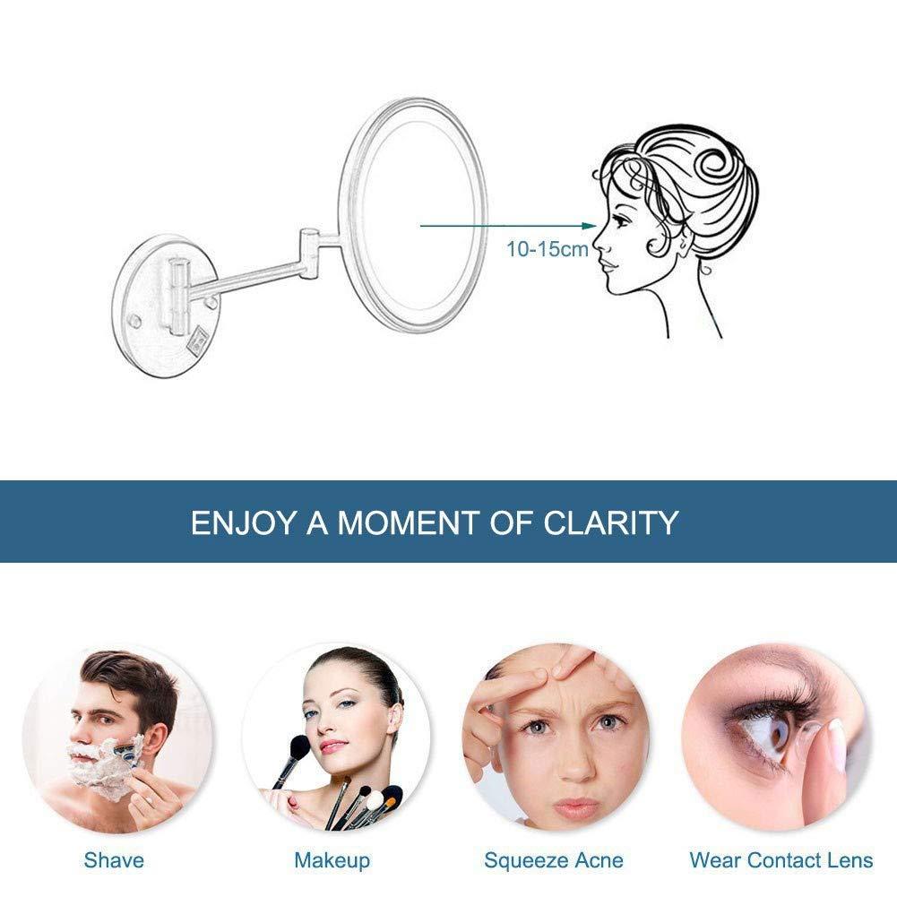 AWERAF AWERAF Wall Mount Led Lighted Makeup Mirror 10X Magnifying Premium Cosmetic Mirror 180 Swivel Extendable Vanity Mirror for Bathroom 8 inch UK Plug/Black Bronze (Nickel Brushe