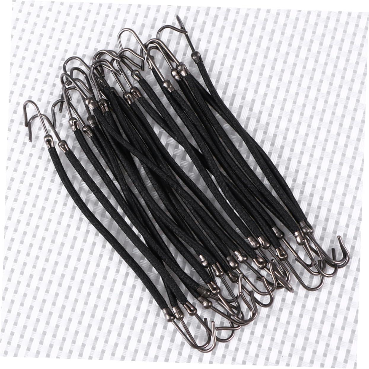 CANIGHT CANIGHT 20pcs Hooks for Ponytail Hair Barrettes for Bungee Hair Elastic Tie Puff Hair Bungees Ponytail Wigs Elastic Hair Ties with Hook Bungee Ponytail Hair Tie with Hooks Headband Black