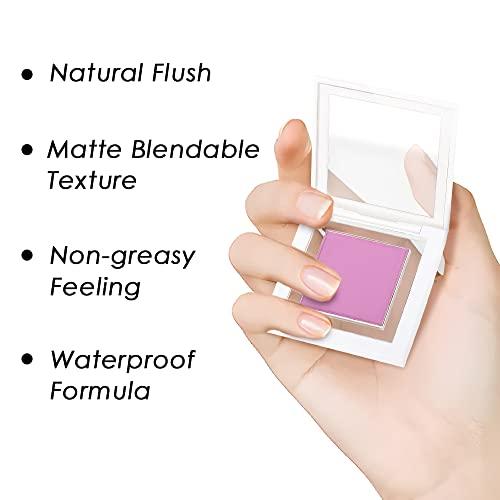 Jutqut Jutqut Cream to Powder Blush - Purple, Squishy Smooth Cushiony face makeup for Cool Tone Skin Matte Cheek Tint Breathable Cream Blush for Cheeks, All Day wear Blendable Creamy Flush