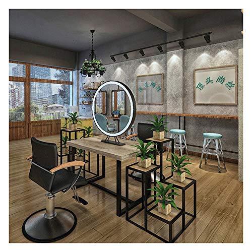 XM-MIRROR Double-Sided Tabletop Led Mirror, Hair Salon Dedicated Desktop Mirror, Beauty Salon Hair Salon Hot Dyed Double-Sided Mirror with Light Studio Makeup Mirror,Black,70cm