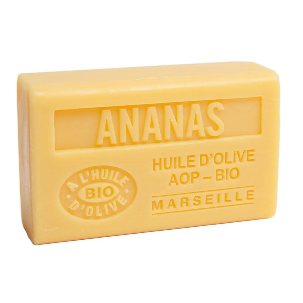 Label Provence Nature Label Provence Nature Savon de Marseille - Nourishing French Soap Made With Pure Organic Olive Oil and Shea Butter - Pineapple Fragrance - 125 Gram Bar