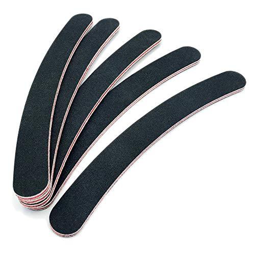 ericotry 12PCS Black Banana Curved Double Sided Nail Files Polish Emery Board Grit Buffering Sanding Art Manicure Buffer Files Nail Art Tools