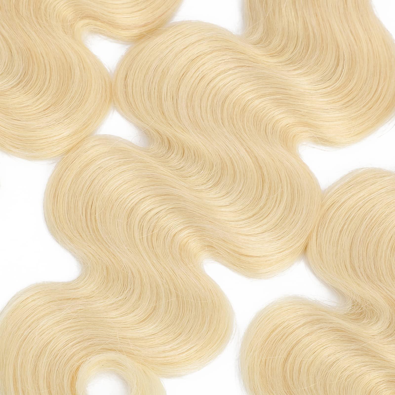 Lolatemi 613 Bundles Blonde Human Hair Body Wave 3 Bundles 16 18 20 Inch 100% Unprocessed 10A Brazilian Virgin Human Hair Bundles 613 Bundles Human Hair
