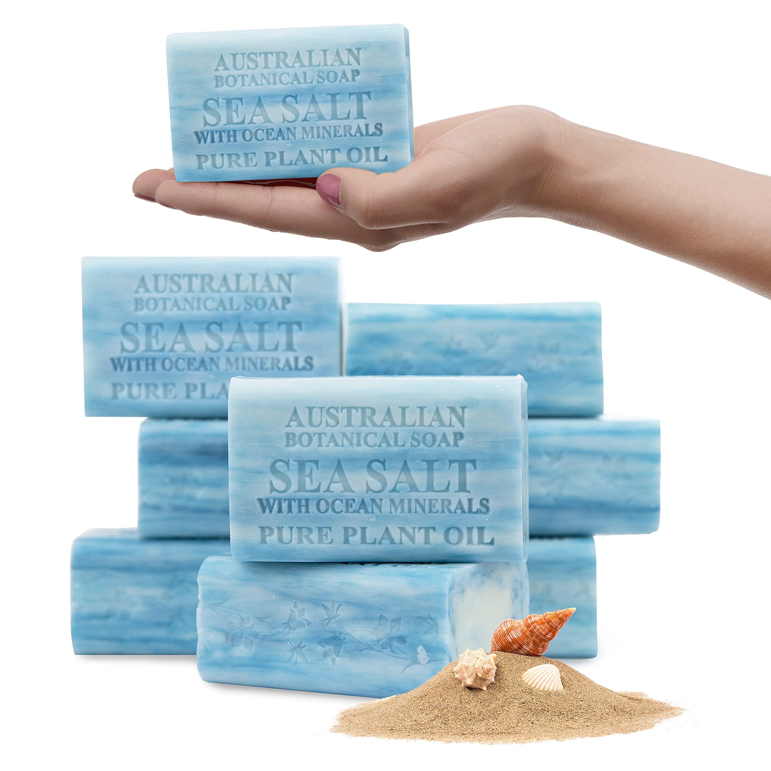 Australian Botanical Soap Australian Botanical Soap, Sea Salt with Ocean Minerals 6.6 oz (187g) Soap Bars | Natural Soap Base | All Skin Types | Women & Men | Shea Butter Enriched Bar Soap - Pack of 8