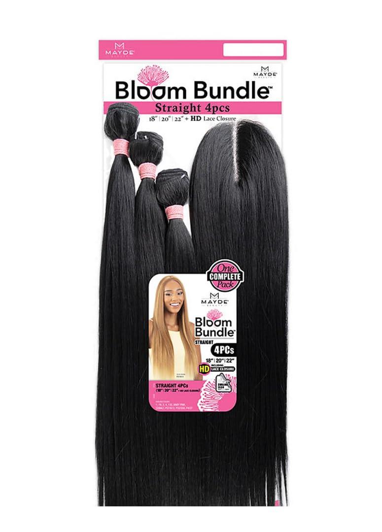 Mayde Beauty Mayde Beauty Bloom Bundle Straight Weave Hair Multipack With Closure STRAIGHT 4PCS (18\"20\"22\"+CL) (4 Medium Brown)
