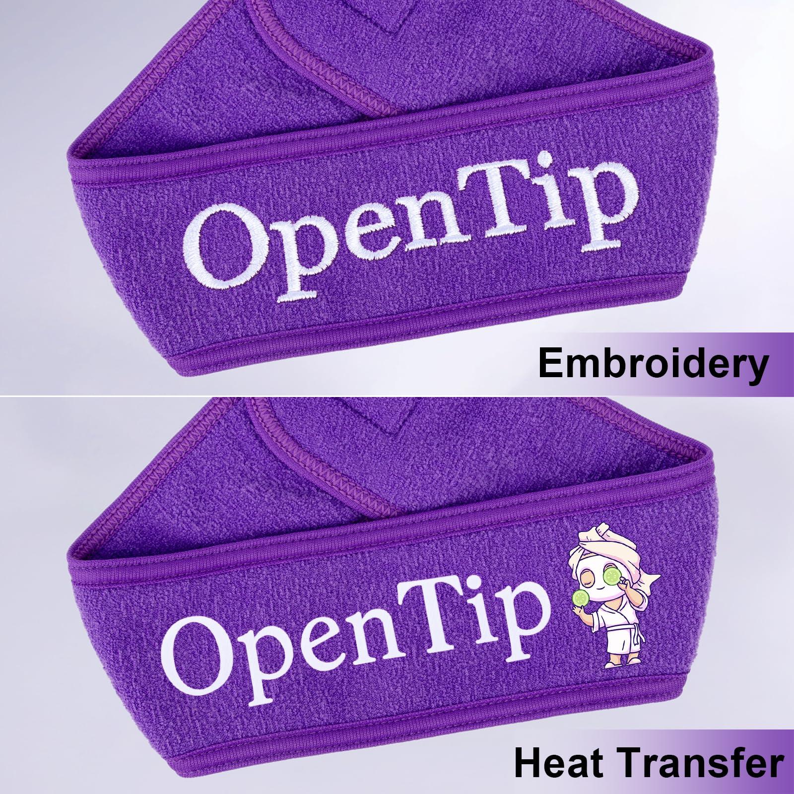 TopTie TopTie 10PCS Custom Spa Facial Headband Terry Cloth Skincare Head Wrap, Embroidery & Heat Transfer for Pink Headband