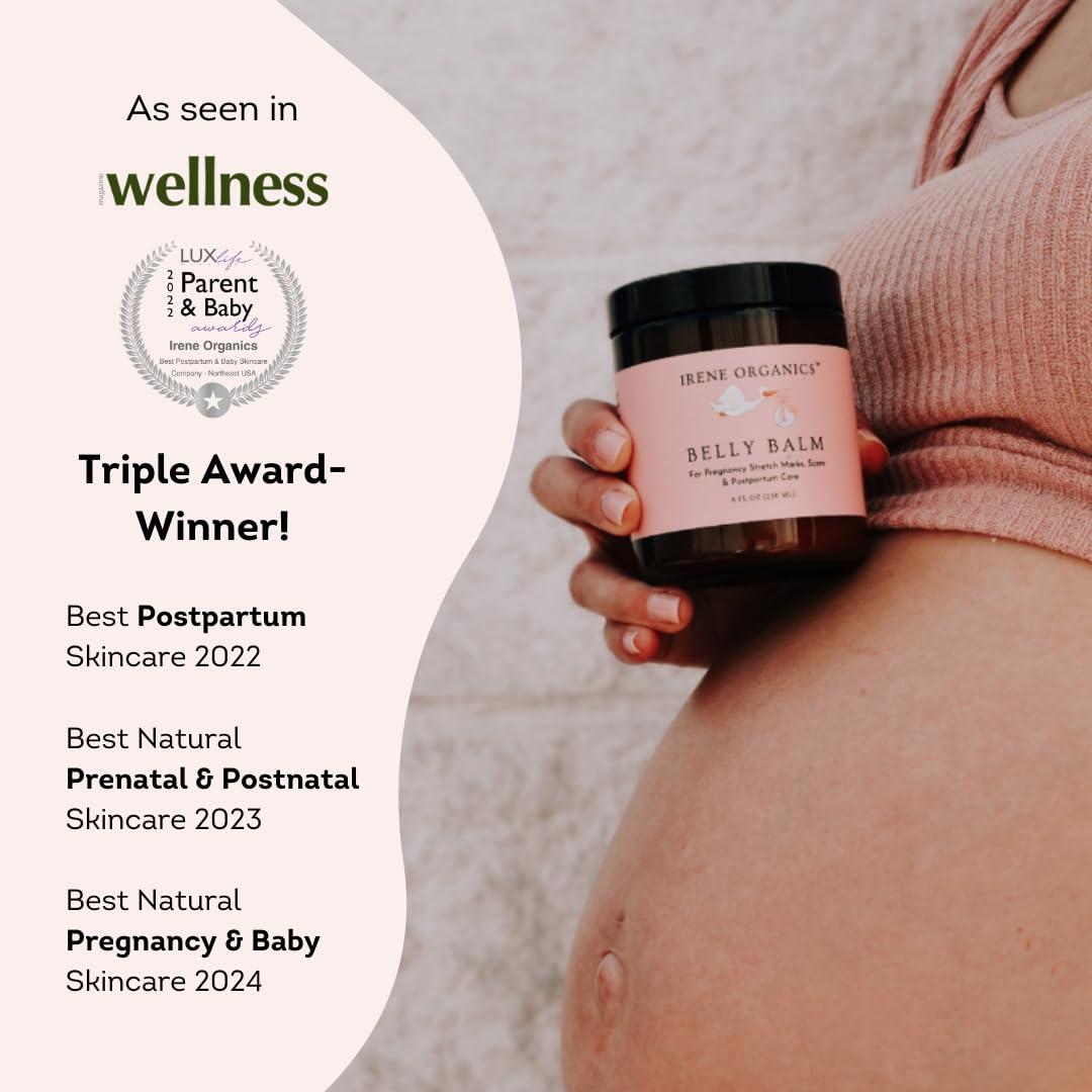 Irene Organics Irene Organics Organic Belly Butter for Pregnancy Stretch Mark Prevention and Treatment Award Winning Anti Stretch Mark Tummy Balm For Pregnancy and Postpartum 8oz - Hydrating Bump Cream