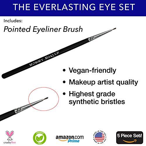 Mommy Makeup The Everlasting Eye 5 Piece Waterproof Makeup Set. Gel Eyeliner, Creme Eyeshadow, 2 brushes and Mesh Bag. Paraben-free, Talc-free, Cruelty-free. Elsa/Blue Angel 1112