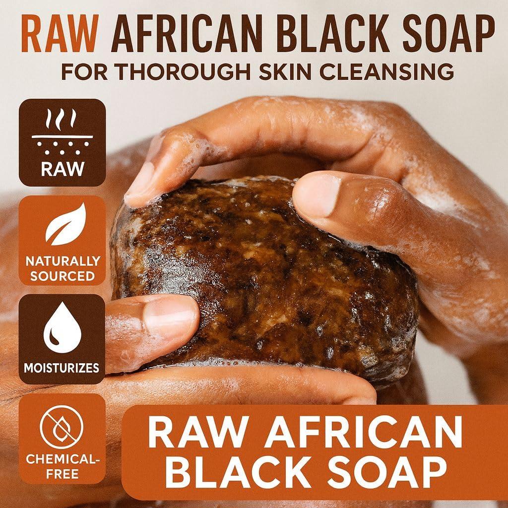 Suplox Raw African Black Soap Bar Black African Soap for oily Skin, Scars, Dark Spots | Perfect for Pimples, Blackhead, Face & Body Wash | Face and Body Wash Soap 1 Count.