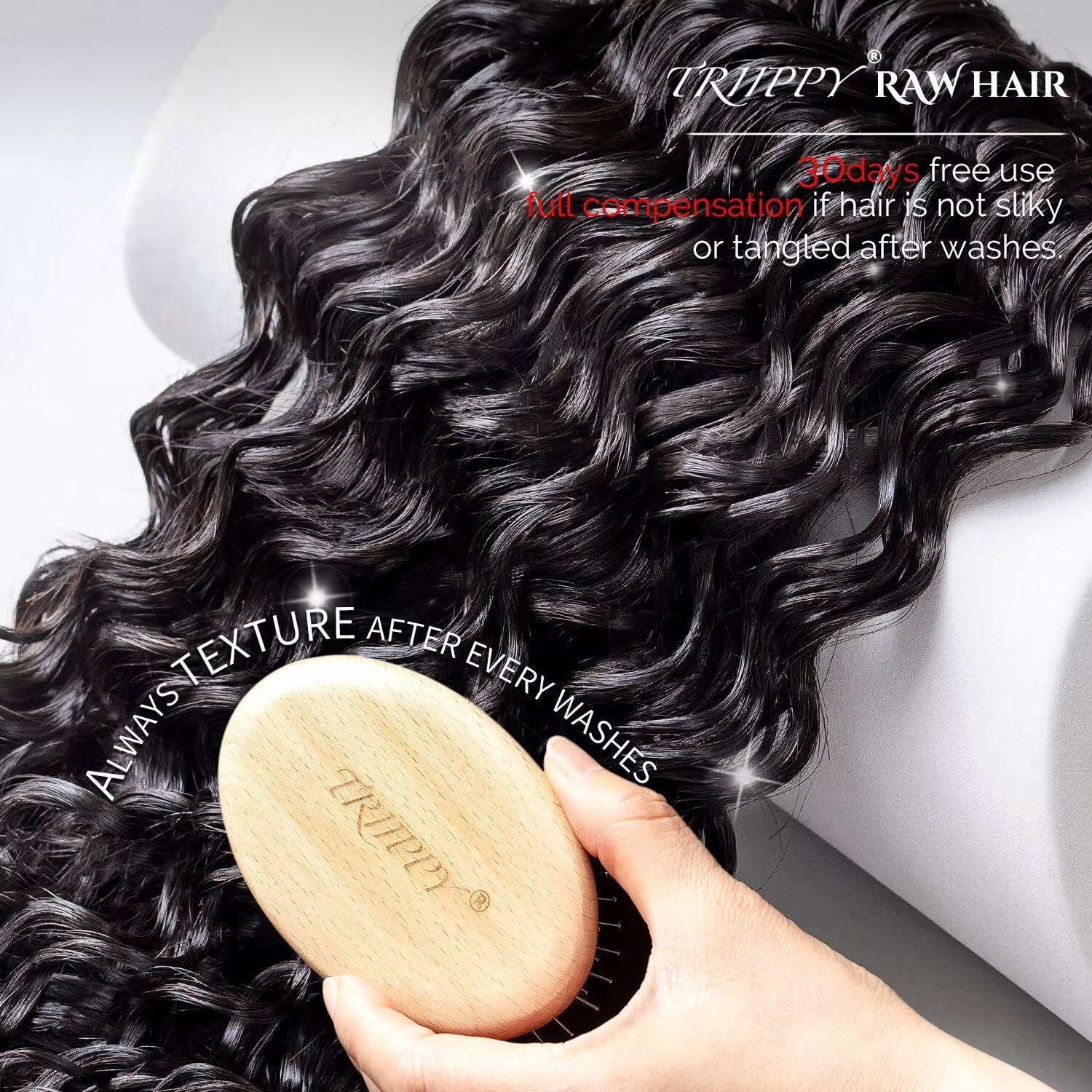 Triippy TRIIPPY Raw Human Hair Bundles,Triple Lifespan Than Regular Virgin Hair No.1 Sales Of Raw Hair Bundles,26 28 30 Inches Cambodia Raw Deep Wave 3 Bundles, Keep Soft and Smooth After Multiple Washes