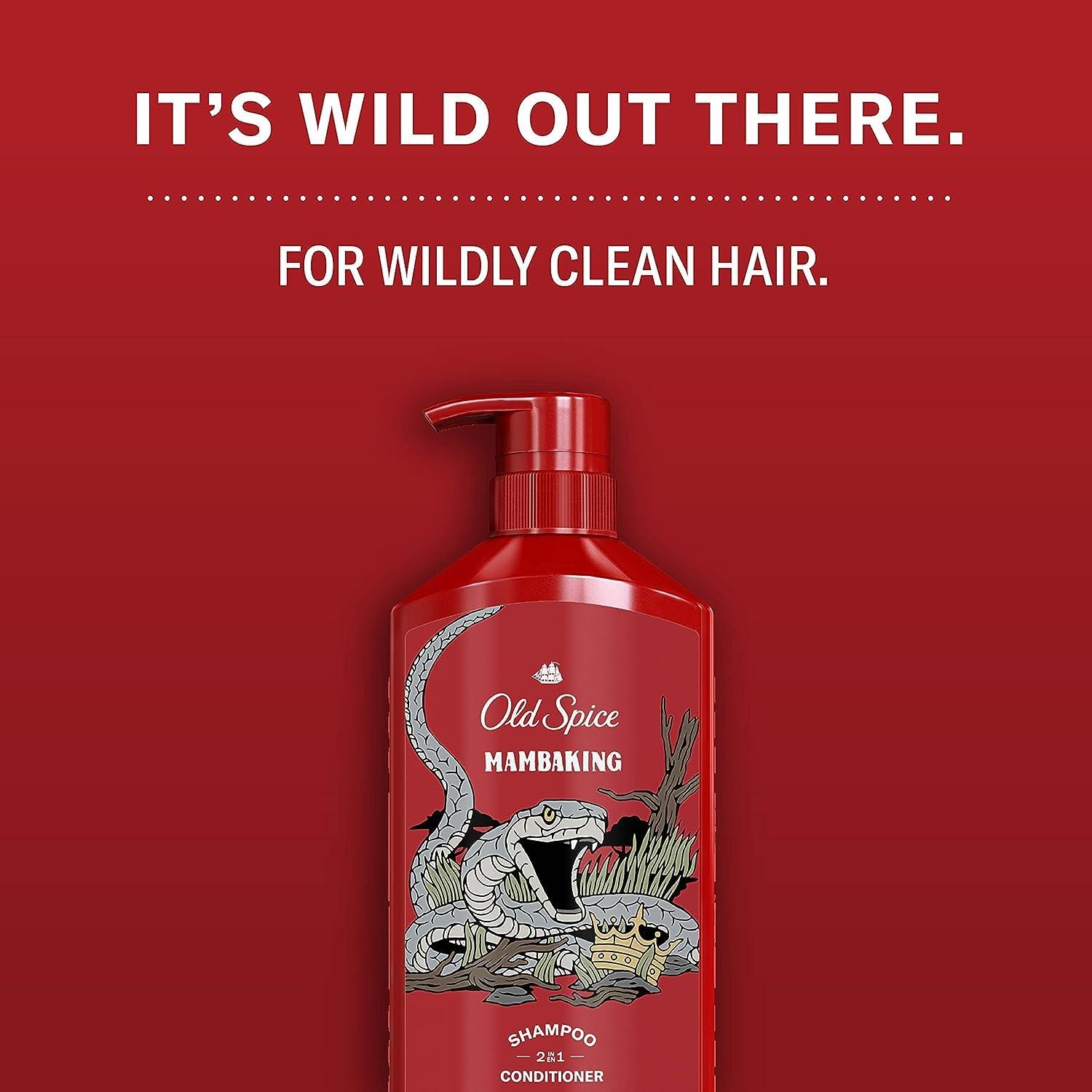 Old Spice Old Spice Men's 2-in-1 Shampoo and Conditioner, MambaKing, Twin Pack, 43.8 Fl Oz