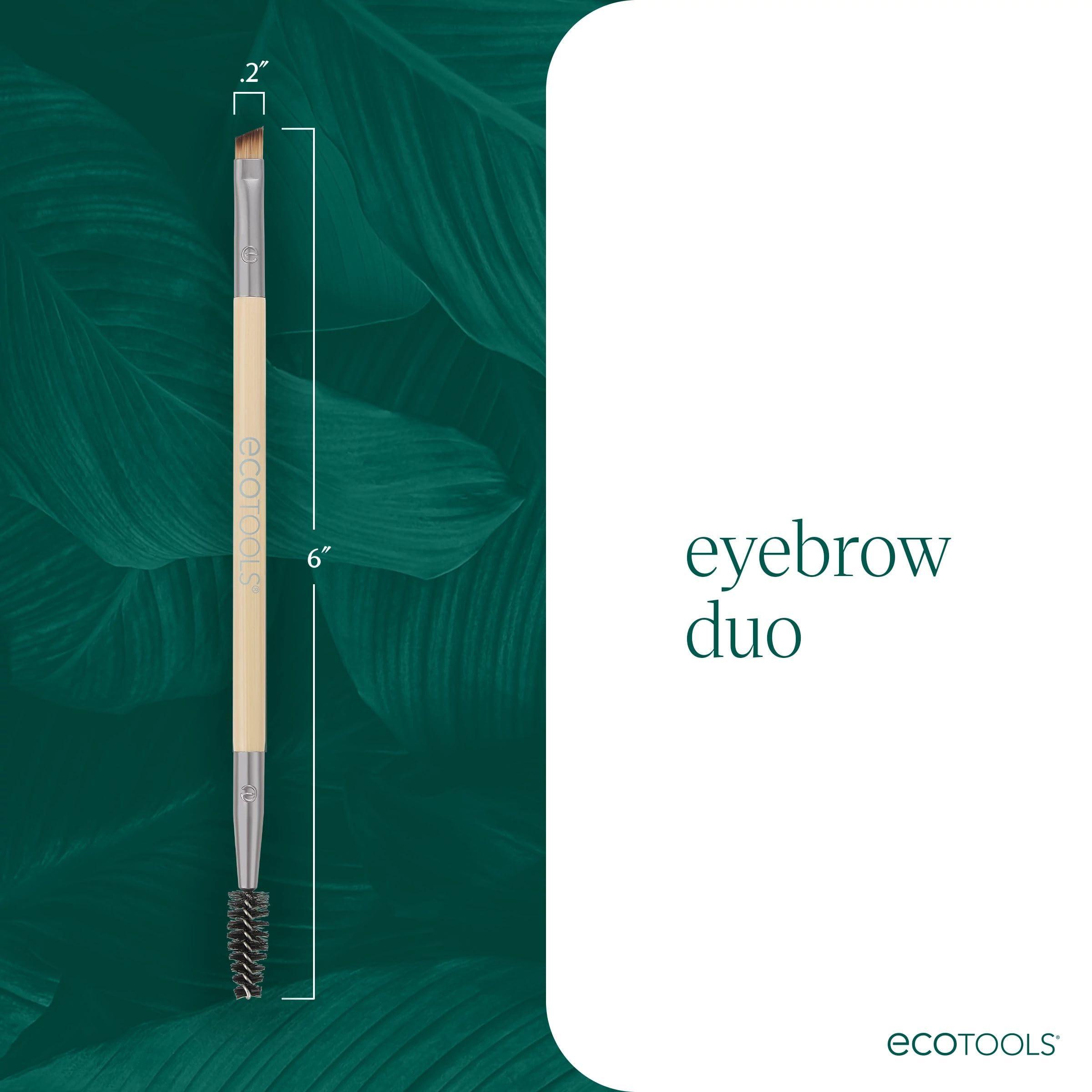 EcoTools EcoTools Eyebrow Brush Duo, Tame, Sculpt & Fill in Brows, Multipurpose For Eyebrow Gel, Powder, & Cream, Dual-Ended Spoolie & Angled Brow Brush, Eco Friendly, Cruelty-Free, & Vegan, 1 Count