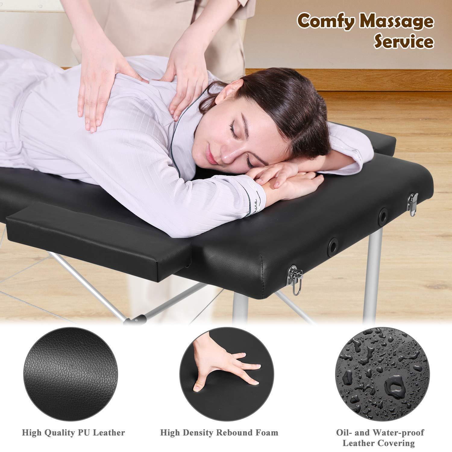 N \\ A Folding Massage Table Professional Portable Massage Bed 2 Fold Extra Wide 84'' Carrying Bag & Accessories Lash Bed Aluminum Frame for Home Use