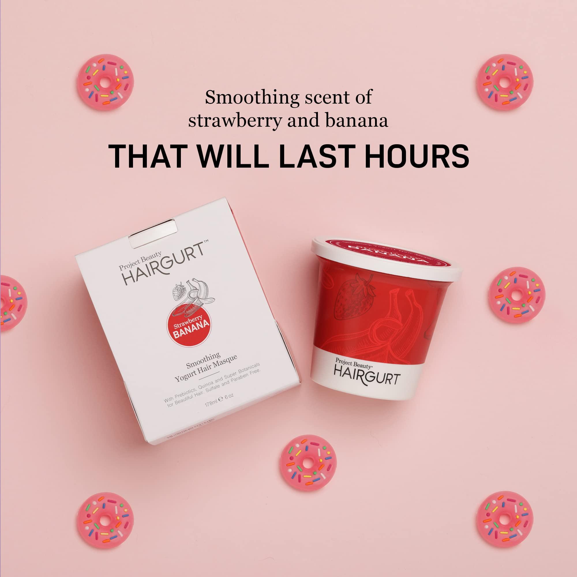 Hairgurt Hairgurt Smoothing Yogurt Hair Care 3-Piece Set - Strawberry Banana - Natural Shampoo, Conditioner and Hair Mask, Smoothes Dry, Damaged, Frizzy & Color-Treated Hair