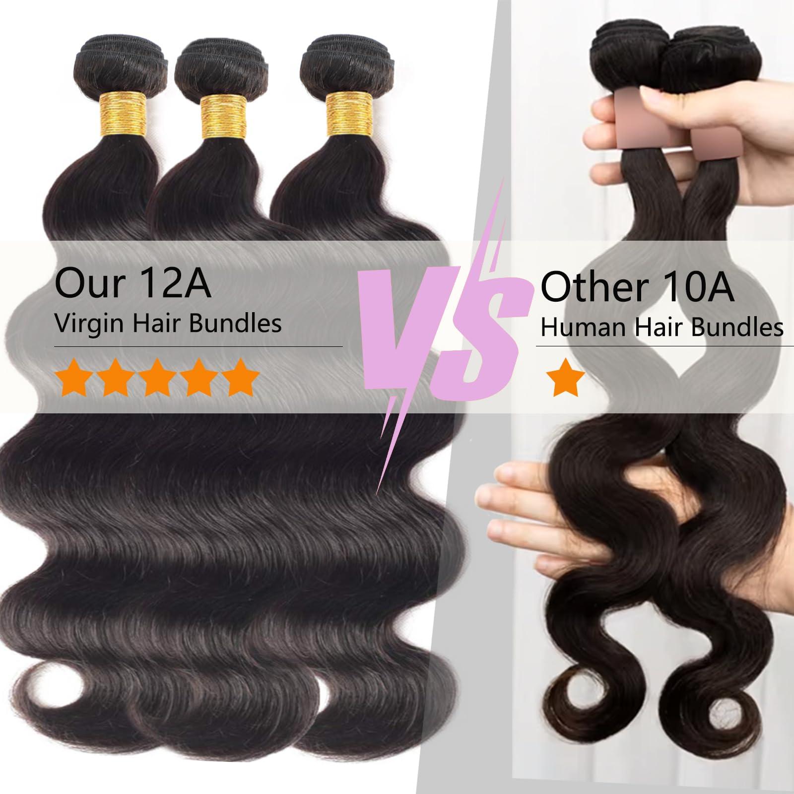 Chikamlty Long Bundle 32 Inch Human Hair Bundles Body Wave 1 Bundle Brazilian Virgin Hair Bundles Body Wave One Bundle Natural Color Hair Extension Single Bundle