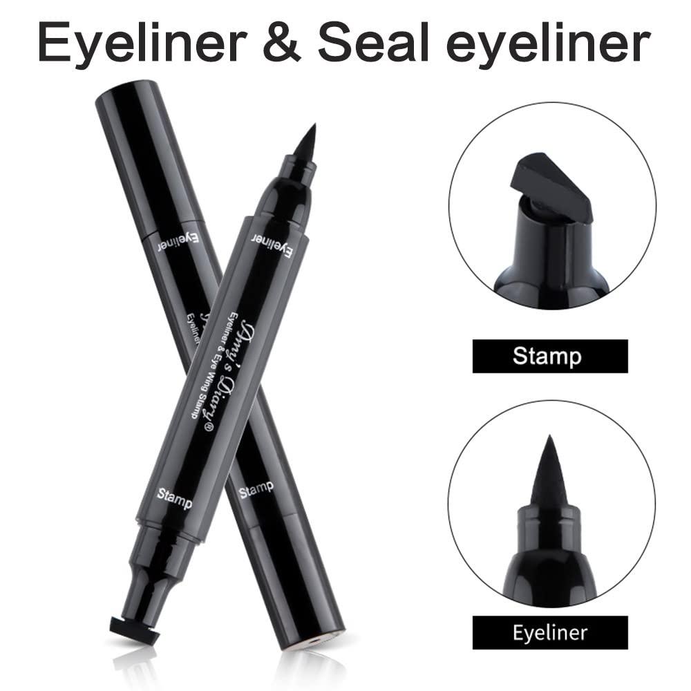AMY'S DIARY AMY'S DIARY Eyeliner Stamp 2 Pens Winged Stamp Eyeliner, Perfect Wing Cat Eye Stencil Stamp for All Eye Shapes, Winged Eyeliner Stamp, Perfect Wing Cat Eye Liner, Waterproof & Smudge-proof