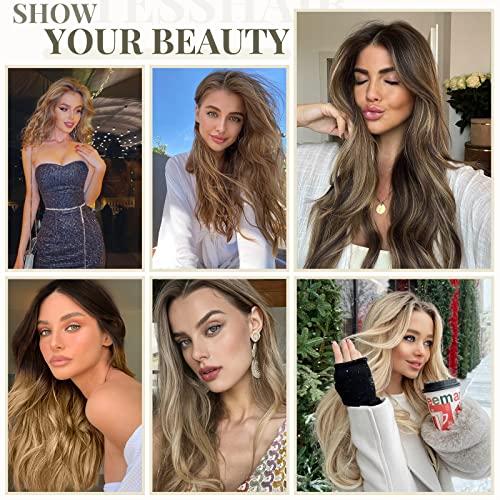 TESSHAIR TESSHAIR 16 Inch Microbead Hair Extensions Human Hair, Micro Ring Hair Extension Beads 100% Real Human Hair for Women, Natural Can be Washed Curled Dyed Permed, 50 Strands 50g #04 Medium Brown