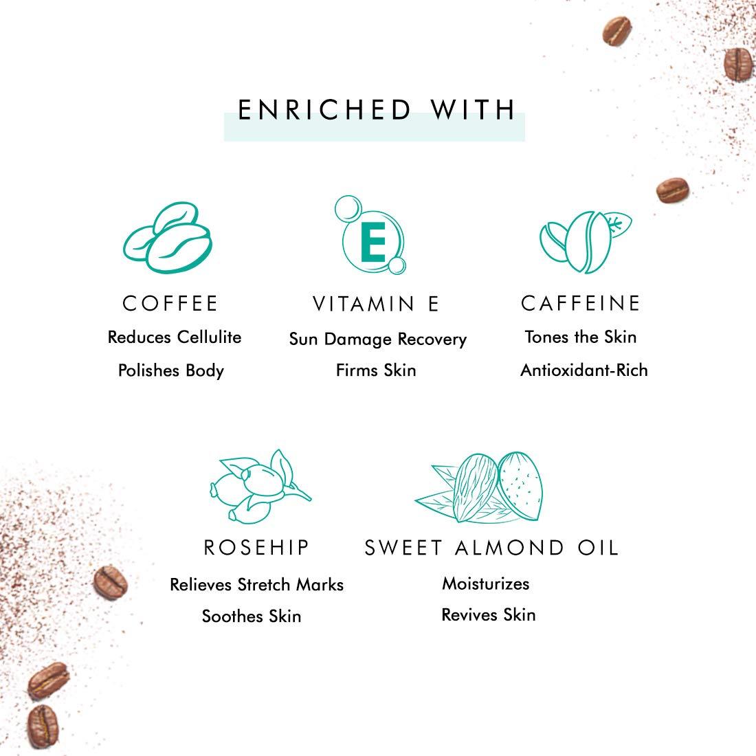 mCaffeine mCaffeine Coffee Body Polishing Oil (100ml) for Reducing Stretch Marks and Cellulite | With Olive Oil and Vitamin E for a Soft and Moisturized Skin | Natural and Vegan Oil for Daily-Use