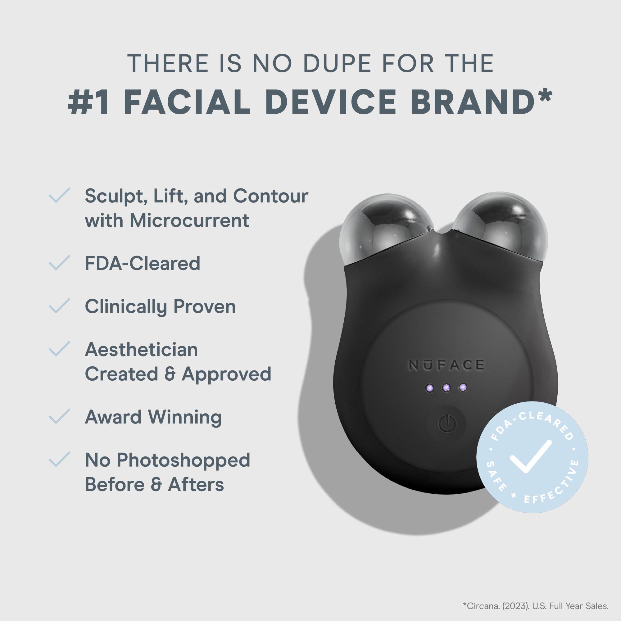 NuFACE NuFACE MINI+ Microcurrent Facial Device Kit - FDA Cleared Face Sculpting & Skin Tightening Device to Contour, Lift & Tone + Microcurrent Gel Activator & Silk Creme - Midnight Black