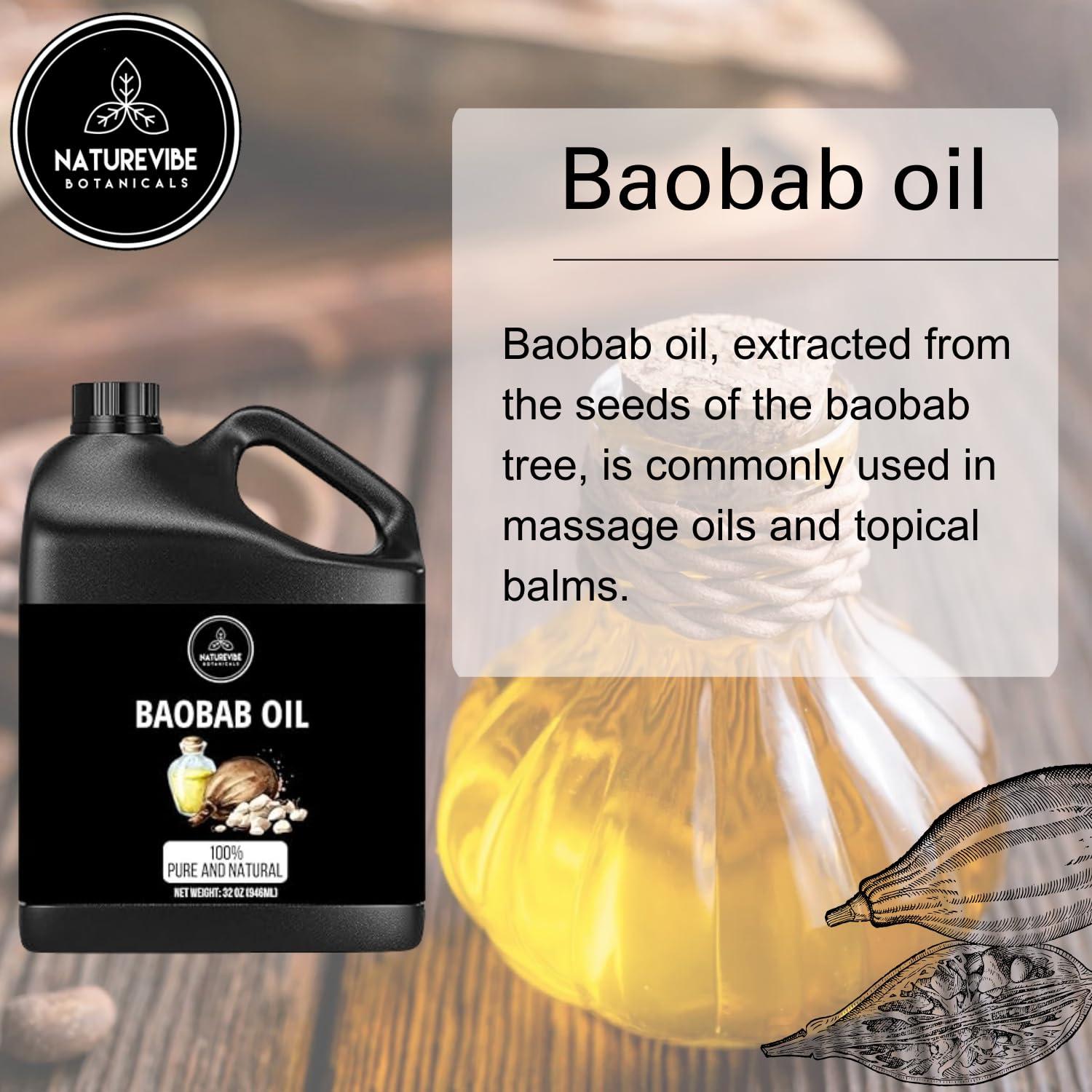 Naturevibe Botanicals Naturevibe Botanicals Baobab Oil 32 Ounces | 100% Pure and Natural | Great for Skin Care and Hair Care