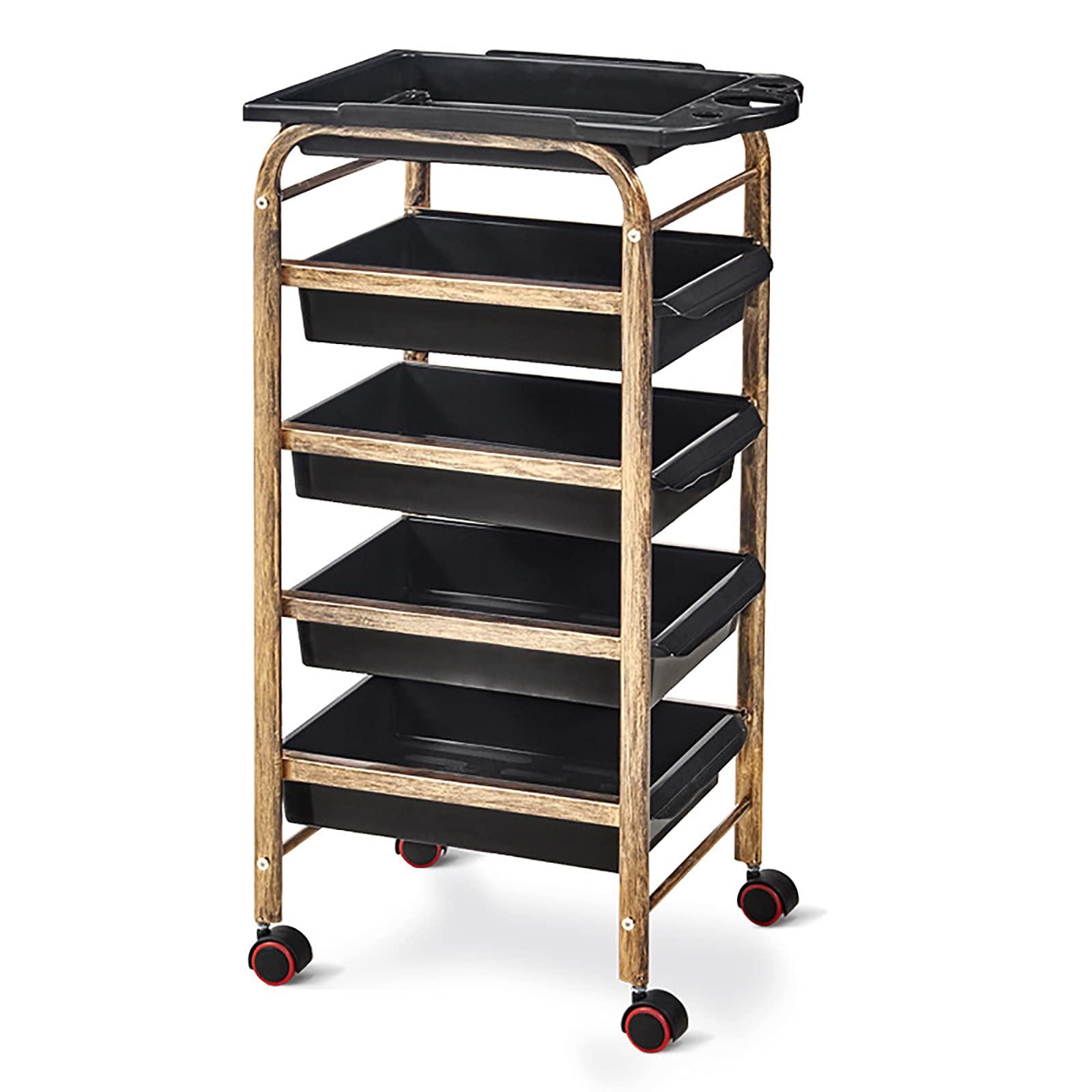 ZJING ZJING Salon SPA Beauty Rolling Trolley Cart, Storage Organizer Drawers, Hairdressing Tool Station Mobile Makeup Cases, Hair Salon Cart W/Hairdryer Holder,P